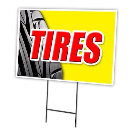 Signmission Tires Yard Sign & Stake outdoor plastic coroplast window, C-2436-DS-Tires C-2436-DS-Tires